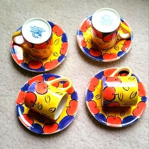 Canhome Hand-Painted Ceramic Espresso Cup and Saucer Set (4 Sets)